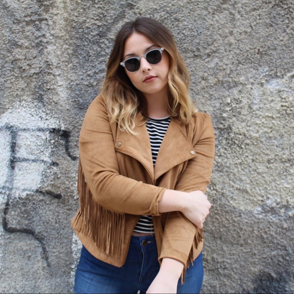 Fringe & Suede Moto Zip Jacket